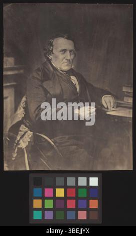 Questa fotografia riprodotta tra il 1840 e il 1860 mostra Karl Rudolf Hagenbach. Il ritratto cattura la figura storica in uno stile fotografico formale in bianco e nero. Foto Stock