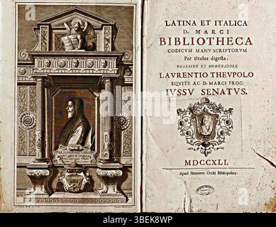 Il frontespizio di *cataloghi di codici latini. Catalogo del Fondo Antico* (Zanetti-Bongiovanni), un catalogo settecentesco che elenca i manoscritti latini in una collezione storica. Questo catalogo fornisce preziose informazioni per lo studio di testi antichi e codici del periodo. Foto Stock