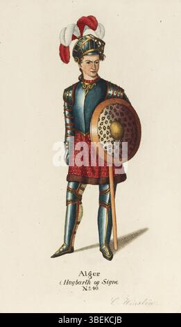 *Alger no.40* da *Hagbarth og Signe*, un'opera di C. V. Bruun, datata 10 gennaio 1828. Il titolo si riferisce probabilmente a una scena o a un momento specifico all'interno della tradizione letteraria o artistica danese. Foto Stock