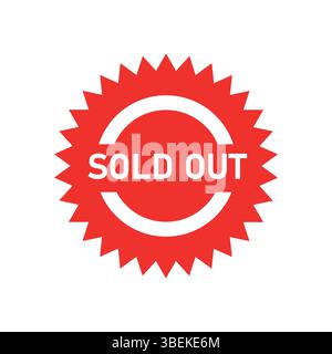 Star Badge esaurito in rosso | etichetta vettoriale su sfondo bianco Illustrazione Vettoriale