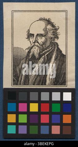 Questa incisione in rame bianco e nero tra il 1500 e il 1599 raffigura Thomas Platter, una figura di spicco del Rinascimento. Foto Stock