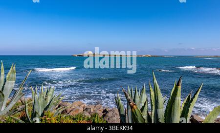 Portopalo di Capo Passero nel sud della Sicilia, Italia, senza gente. Foto Stock