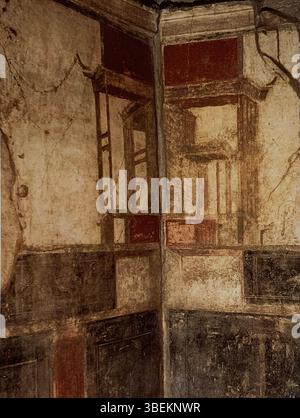 Questa fotografia di Peter Grunwald cattura la zona superiore dell'angolo sud-est nella sala e della Casa dei Ceii, Pompei. Gli affreschi del i secolo d C, creati da un ignoto artista romano, fanno parte dell'elaborato schema decorativo della villa. Foto Stock