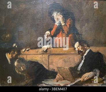 Questo dipinto di Jean-Louis Forain del 1909, intitolato *The Unwed Mother*, ritrae le sfide sociali affrontate dalle donne all'inizio del XX secolo. Il lavoro di Forain cattura la profondità emotiva dei suoi soggetti in uno stile moderno e realista. Foto Stock