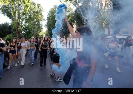 Roma, Italia. 29 maggio 2025. Marcia rumorosa contro i femminicidi da San Giovanni a San Lorenzo organizzata da Studentesse ed associazioni Ñ Roma Ñ Italia Ñ Gioved“ 29 maggio 2025 - Cronaca - (foto di Cecilia Fabiano/ Credit: LaPresse/Alamy Live News Foto Stock
