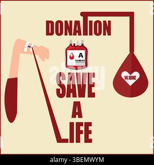 La donazione di sangue salva vite umane – illustrazione della consapevolezza del 14 giugno" Illustrazione Vettoriale