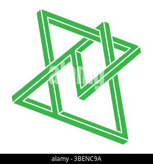 Logo dell'illusione ottica. Forme impossibili. Figure geometriche sacre. Oggetti geometrici eterni astratti. Forme di contorno infinite impossibili. Arte ottica Illustrazione Vettoriale