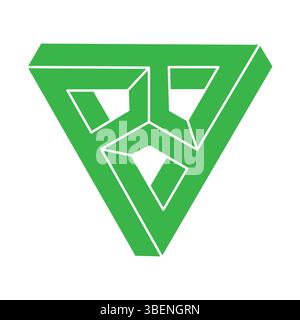 Forme impossibili, logo dell'illusione ottica, triangolo vettoriale. Oggetti artistici ottici. Figure geometriche. Illustrazione Vettoriale