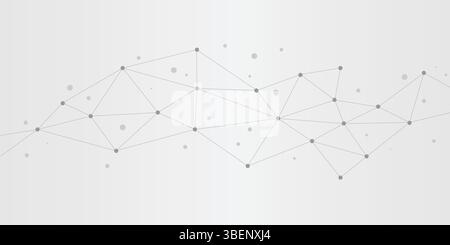 Sfondo geometrico connesso. Punti e linee di collegamento. Connessione di rete globale. Modello banner per la tecnologia. Illustrazione Vettoriale