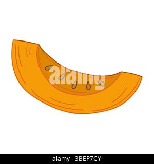 Graziosa illustrazione vegetale in stile disegno a mano. Icona della zucca su sfondo bianco. Design Illustrazione Vettoriale
