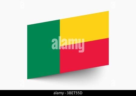 Bandiera del Benin. Bandiera Benin colori ufficiali icona inclinata disegno vettoriale digitale. Illustrazione Vettoriale