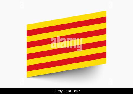 Bandiera della Catalogna. Bandiera della Catalogna colori ufficiali icona inclinata disegno grafico vettoriale digitale. Illustrazione Vettoriale