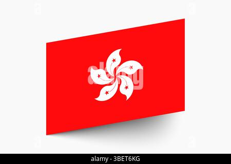 Bandiera di Hong Kong. Bandiera di Hong Kong colori ufficiali icona inclinata disegno vettoriale digitale. Illustrazione Vettoriale