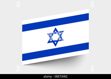 Bandiera di Israele. Bandiera israeliana colori ufficiali icona inclinata disegno grafico vettoriale digitale. Illustrazione Vettoriale