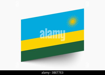 Bandiera del Ruanda. Bandiera del Ruanda colori ufficiali icona inclinata disegno grafico vettoriale digitale. Illustrazione Vettoriale