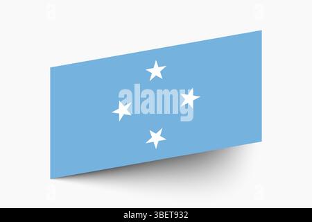 Bandiera degli Stati Federati di Micronesia. Bandiera della Micronesia colori ufficiali icona inclinata disegno vettoriale digitale. Illustrazione Vettoriale