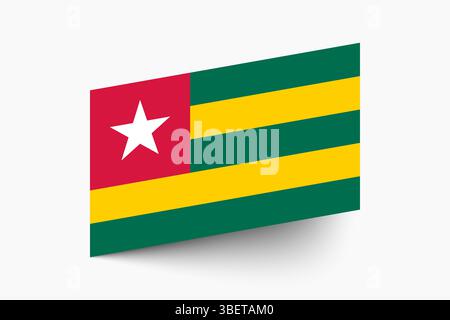 Bandiera del Togo. Bandiera Togo colori ufficiali icona inclinata disegno grafico vettoriale digitale. Illustrazione Vettoriale