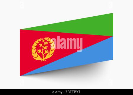 Bandiera dell'Eritrea. Bandiera dell'Eritrea colori ufficiali icona inclinata disegno grafico vettoriale digitale. Illustrazione Vettoriale