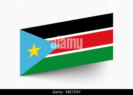 Bandiera del Sud Sudan. Bandiera del Sud Sudan colori ufficiali icona inclinata disegno grafico vettoriale digitale. Illustrazione Vettoriale