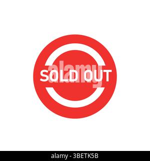 Distintivo esaurito in rosso | etichetta vettoriale su sfondo bianco Illustrazione Vettoriale