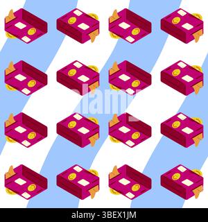 Motivo per valigetta da viaggio in cartone animato senza cuciture Illustrazione Vettoriale