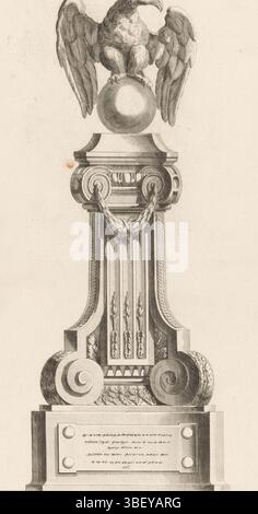 Parigi, Chéreau, Jacques-Francois, Delafosse, Jean Charles, Berthault, III volume De l'oeuvre de J. CH. Delafosse, 29th Cahier EE Lutrins, et Soleis, lezione con aquila, Parigi, verso - timbrato, una lezione decorata con una ghirlande e un'aquila su un globo., stampa, stampe ornamentali, stampe, altezza 369 mm, larghezza 227 mm, stampatore, 1771 - 1771, carta, incisione, incisione, incisione (processo di stampa), ideazione del lavoro, francese, 1734 - 1791-10-11, secondo il proprio progetto, Publication (Event), Publication, 1742-10-14 - 1794-05-16, editore Foto Stock