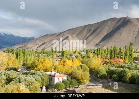 Valle del fiume Indo vista dal villaggio di Stok, intorno a Leh, regione del Ladakh, stato di Jammu e Kashmir, India, Asia Foto Stock