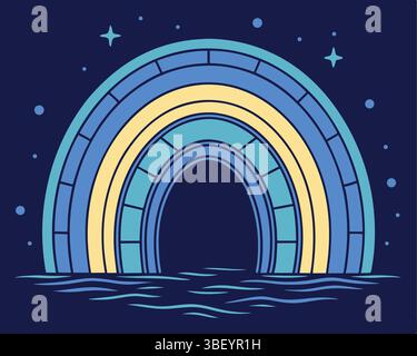 Palcoscenico vuoto a tema islamico con eleganti foglie di palma Illustrazione Vettoriale