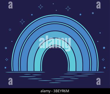 Palcoscenico vuoto a tema islamico con eleganti foglie di palma Illustrazione Vettoriale