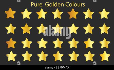 Set di barre pure Golden Gradient – Swatches Luxury Metallic Gold su sfondo nero Illustrazione Vettoriale