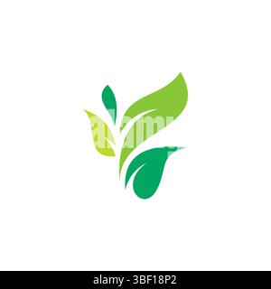 Illustrazione vettoriale con logo a foglia naturale. Disegno icona lamelle Illustrazione Vettoriale
