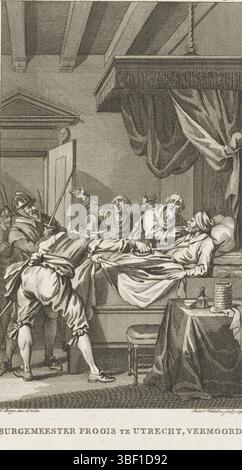 Buys, Jacobus, Paesi Bassi, Vinkeles, Reinier (i), sindaco Proois di Utrecht, assassinato, sindaco Beernt Proys di Utrecht, 1425, Paesi Bassi, assassinato giacente nel suo letto, 1425., stampa, storico, stampe, Frederik Muller Historieplaats, altezza 191 mm, larghezza 118 mm, Noord-Nederlands, 1741-06-19 - 1816-01-30, printmaker, 1791 - 1791, quarto trimestre xviii secolo, carta, incisione, etsen, 1724-11-19 - 1801-04-07, disegnatore intermediario Foto Stock