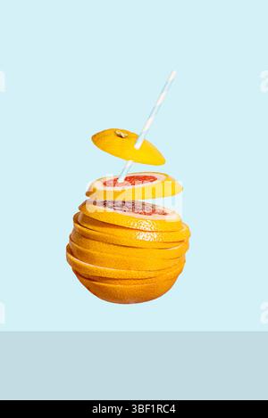 Pompelmo fresco a fette, succo di frutta fresco Foto Stock