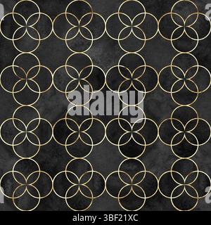 Motivo a foglia di trifoglio in stile gotico acquerello senza cuciture. Sfondo astratto di lusso ad acquerello disegnato a mano con foglie di trifoglio di velluto nero dai colori vivaci Foto Stock