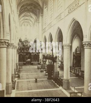 Liegi, Queval, Jules, la Belgique pittoresca et monumentale, vedute del Belgio, Liegi, l'église Saint-Jacques, vue intérieur pry de l'orgue, l'interno della chiesa di Saint-Jacob a Liegi, Liegi (città), verso - incollato, stereografo, stereofoto, foto, n. 1762, altezza 85 mm, larghezza 175 mm, francese, 1824, fotografo, 1866 - 1870, cartone, carta fotografica, carta fotografica, stampa album, stampa albumina Foto Stock