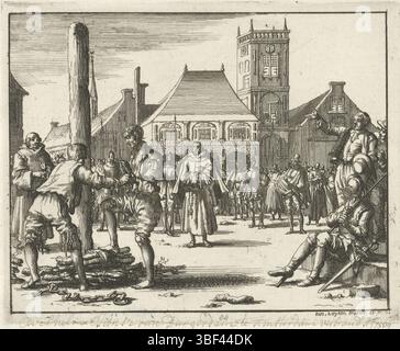 Amsterdam, Oossaan, Aart Dircksz., Amsterdam, Wybrants, Sander, Swart, vedova Steven, Blom, Joannes, Bergh, Herman van den, Deyster, Jacobus van der, Luyken, Jan, recto - scrittura a mano in inchiostro marrone, stampa, Willem Jansz. Sale la pira di Amsterdam, 1569, verso - timbrato, 84, Willem Jansz Ao 1570, altezza 114 mm, larghezza 143 mm, Noord-Nederlands, 1649-04-16 - 1712-04-05, stampatore, 1685 - 1685, carta, incisione, ideazione, 1729-04, pubblicazione, ecc. Foto Stock