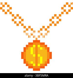 Pixel art della collana a catena del dollaro Illustrazione Vettoriale