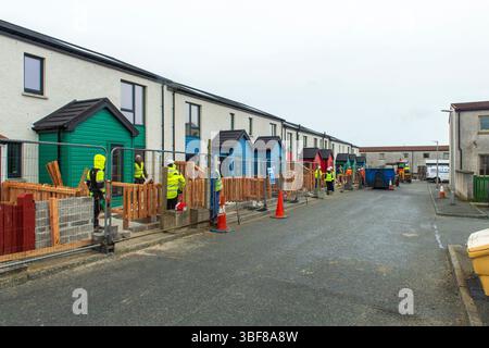 Alloggi del Consiglio delle Isole Shetland in costruzione a Lerwick - nuove case in costruzione per sostenere la crescente comunità e le esigenze abitative dell'isola. Foto Stock