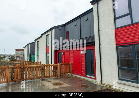 Alloggi del Consiglio delle Isole Shetland in costruzione a Lerwick - nuove case in costruzione per sostenere la crescente comunità e le esigenze abitative dell'isola. Foto Stock