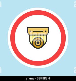 Etichetta di videosorveglianza, adesivo telecamera CCTV Illustrazione Vettoriale