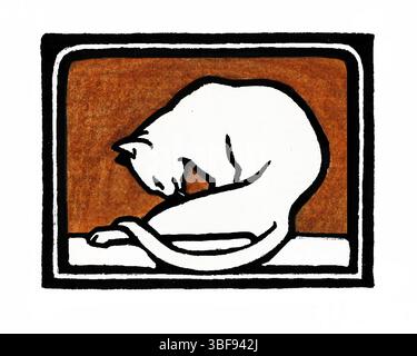 Fedele riproduzione dell'incisione in legno di Julie de Graag del 1918. Opere d'arte di dominio pubblico del Rijksmuseum. Alta risoluzione per stampe, arredamento, edi Foto Stock