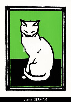 Fedele riproduzione della xilografia di Julie de Graag del 1917. Opere d'arte di dominio pubblico del Rijksmuseum. Alta risoluzione per stampe, decorazioni, editoriali. Foto Stock