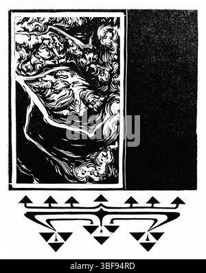 Fedele riproduzione della serie ornamentale di Julie de Graag. Opere d'arte di dominio pubblico del Rijksmuseum. Alta risoluzione per tessuti, arredamento, editoriale. Foto Stock