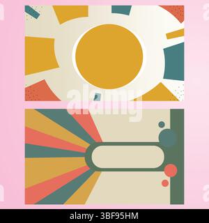 Design piatto stile retro pop art background.Comic immagini vettoriali a raggi in stile retrò. Illustrazione Vettoriale
