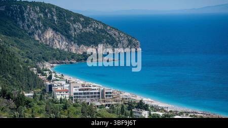 Dhermiu Beach da Dhermi, Albania Foto Stock