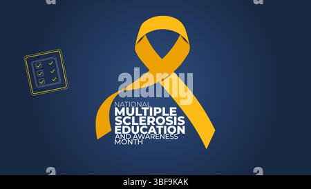 Awareness National multiple Sclerosis Month, Concept. Modello banner Illustrazione Vettoriale