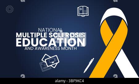 Awareness National multiple Sclerosis Month, Concept. Modello banner Illustrazione Vettoriale