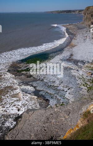 Monknash Beach sulla Glamorgan Heritage Coast nel Galles del Sud, Regno Unito Foto Stock