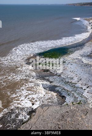 Monknash Beach sulla Glamorgan Heritage Coast nel Galles del Sud, Regno Unito Foto Stock