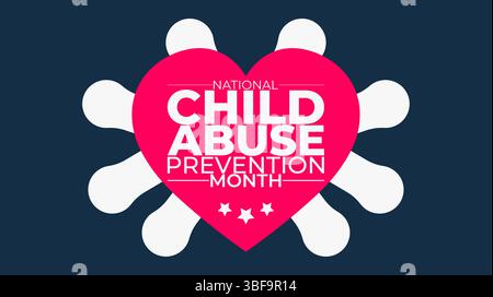 disegno del mese nazionale di prevenzione degli abusi sui minori Illustrazione Vettoriale